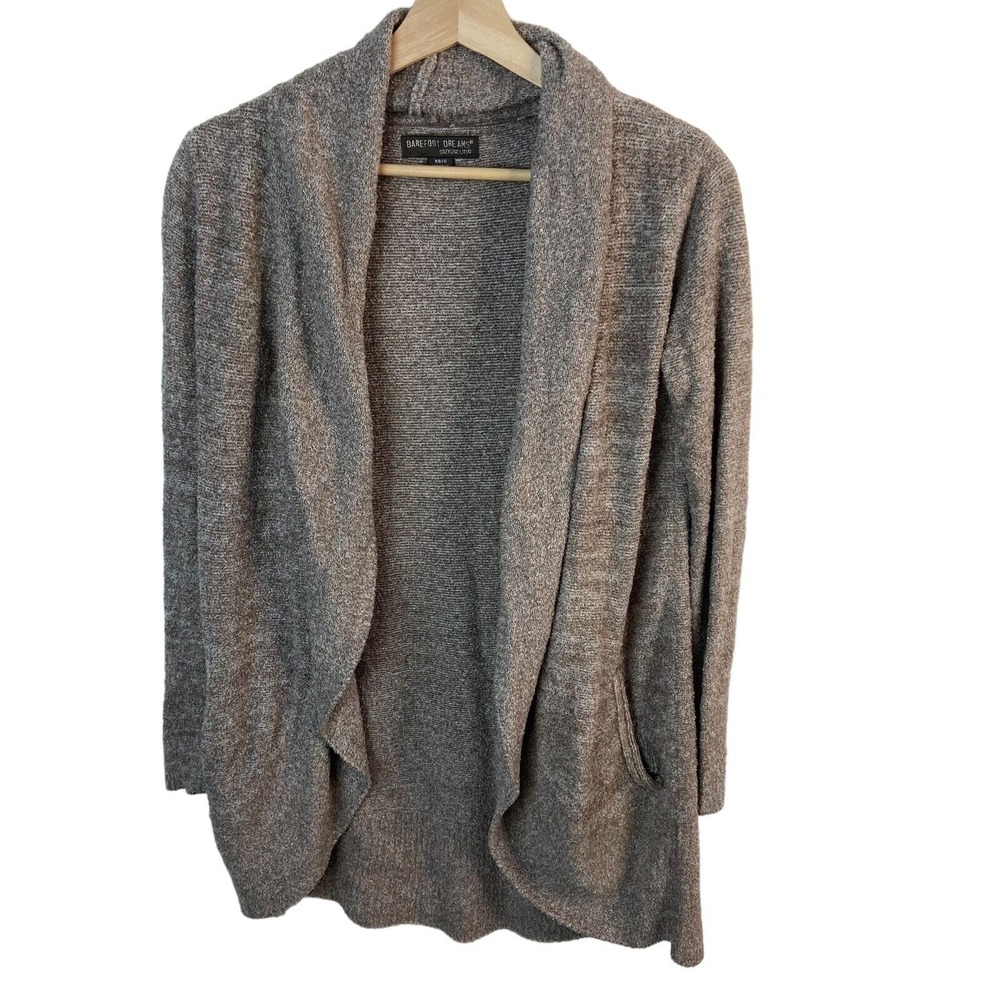 Barefoot Dreams CozyChic Lite Knit Beige Cardigan Open Front Style‎ 452 Sz XS S